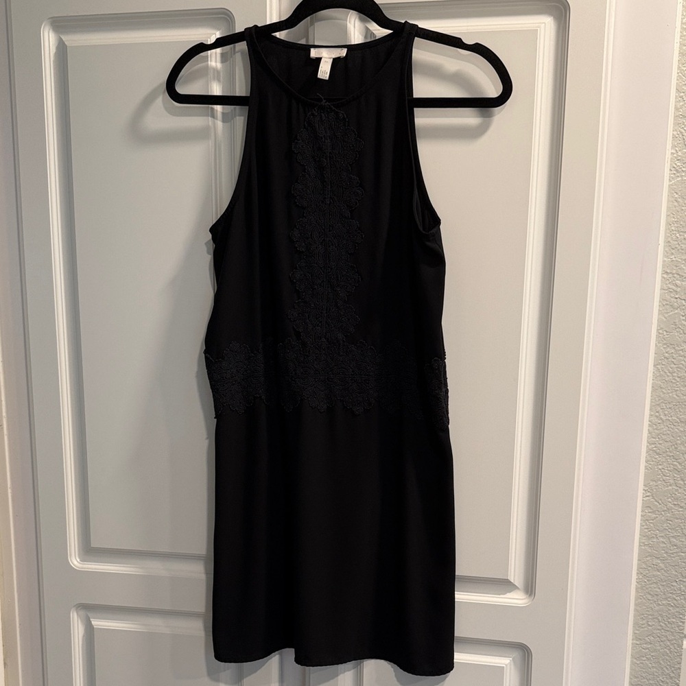Leith Black Lace Detail Mini Dress